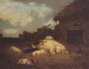 George Morland A Sow and Her Piglets in a Farmyard Spain oil painting artist